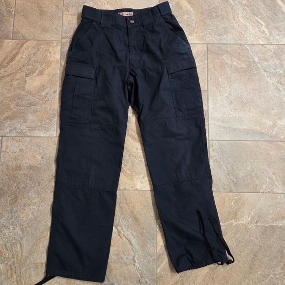 5.11 Tactical Other - 5.11 Tactical Mens Cargo Pants Black Ripstop Work Trousers 24x32 Medium Reg